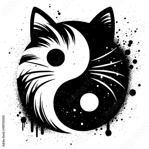 Yin Yang Cat Vector