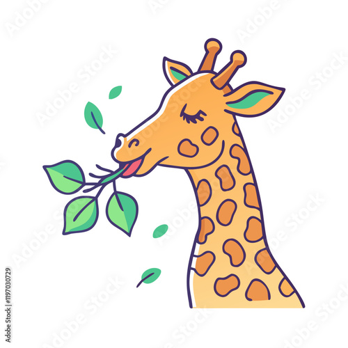 giraffe eating leaves vector icon, giraffe eating leaves vector illustration -simple illustration of giraffe eating leaves, perfect for giraffe eating leaves logos and icons and themed design 
