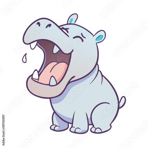 hippo yawning vector icon, hippo yawning vector illustration -simple illustration of hippo yawning, perfect for hippo yawning logos and icons and themed design 