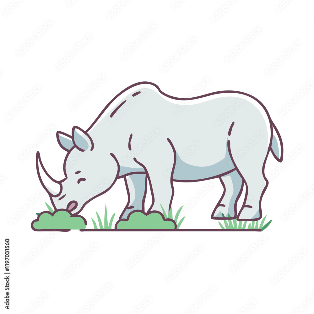 Obraz premium rhino grazing vector icon, rhino grazing vector illustration -simple illustration of rhino grazing, perfect for rhino grazing logos and icons and themed design 