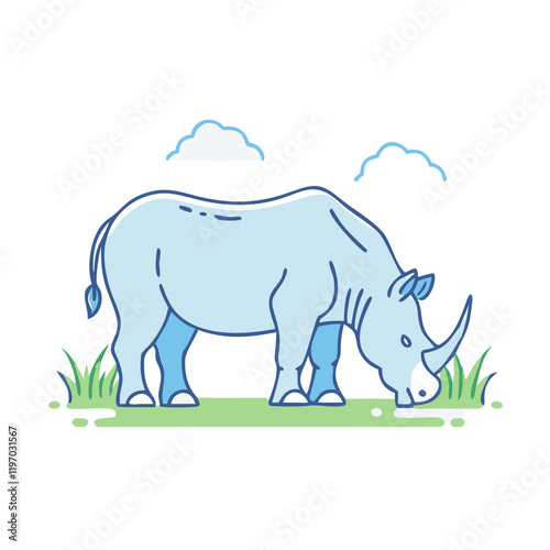 rhino grazing vector icon, rhino grazing vector illustration -simple illustration of rhino grazing, perfect for rhino grazing logos and icons and themed design  photo