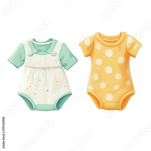 Cute Baby Clothes on White Background
