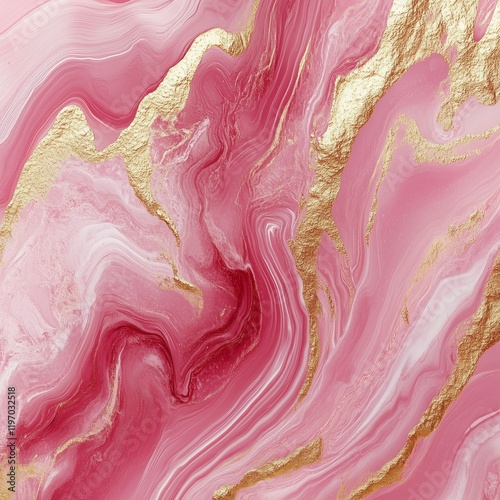 Pink Marble with Gold Veins Abstract