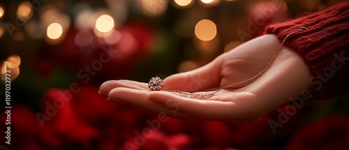 Wallpaper Mural Woman's hand holds a necklace, Christmas lights Torontodigital.ca