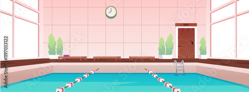 Vector illustration of public swimming pool for fitness and spa.