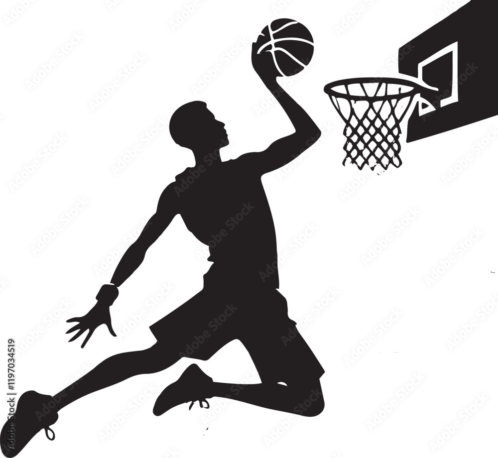 Fototapeta premium Silhouette of a Person Playing Basketball Vector Illustration