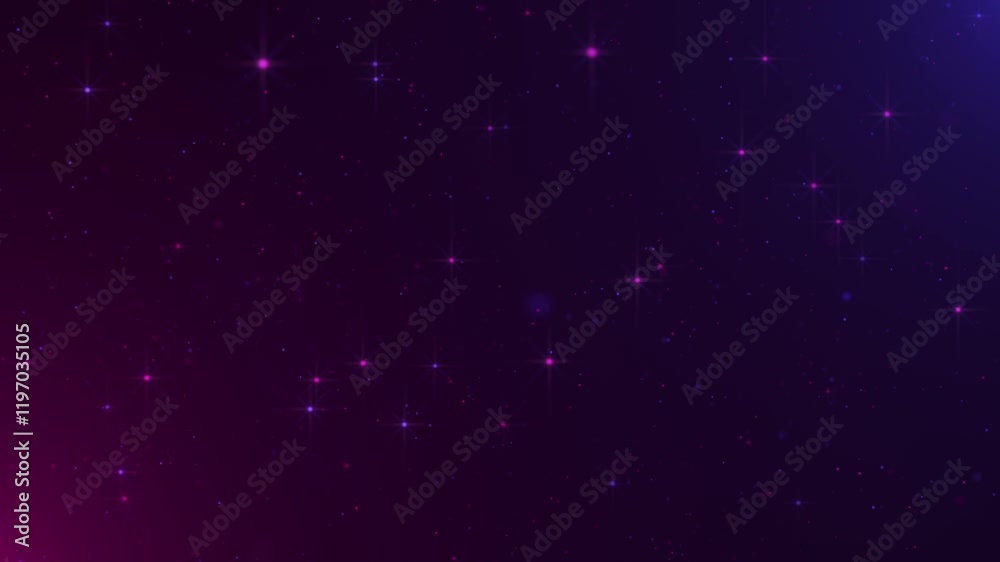 Shiny twinkling pink and blue neon colored stars and glittering particles floating across the frame. Full HD and looping party background animation.