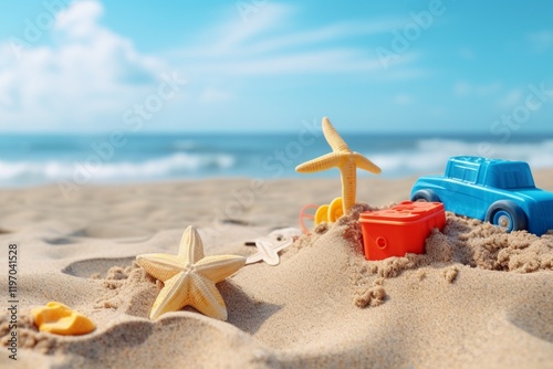 starfish and shells on the beach