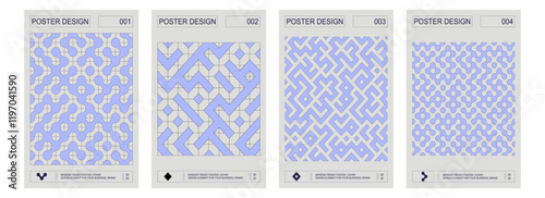 Set of futuristic retro geometric minimalistic posters with geometrical shapes. Modern design 