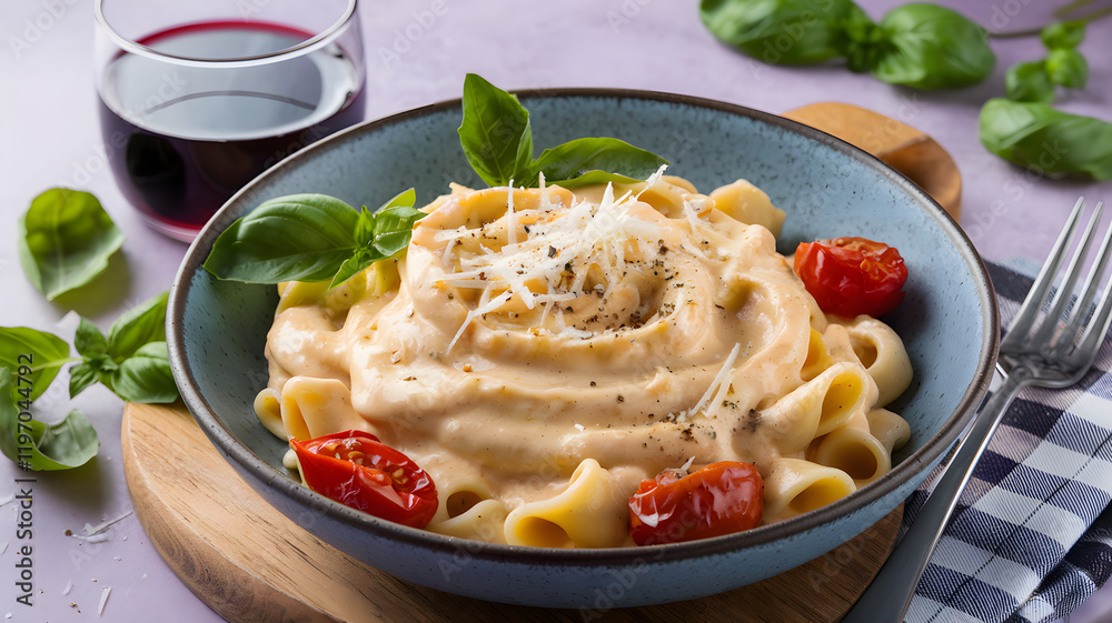 Italian Pasta with Creamy Alfredo Sauce and Parmesan Italian Pasta with Creamy Alfredo Sauce and Parmesan