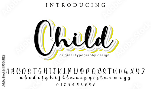 Child Font Stylish brush painted an uppercase vector letters, alphabet, typeface