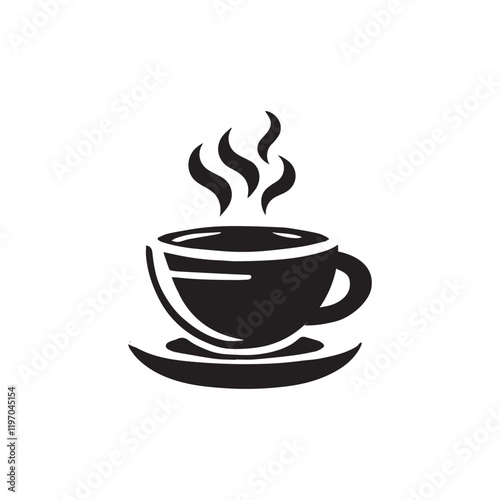 Abstract symbols of tea cup, Coffee cup icon, vector illustration black image template.eps 10.