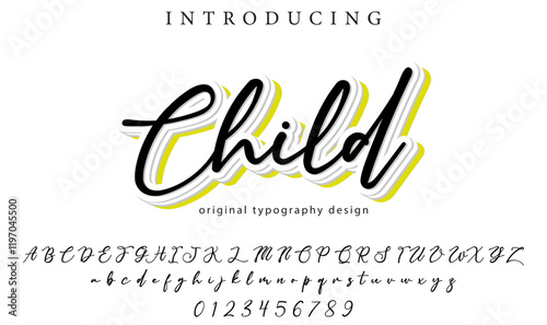 Child Font Stylish brush painted an uppercase vector letters, alphabet, typeface