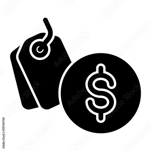 Price Tag Icon With Tag Solid Style for Purchase or Sales Themes
