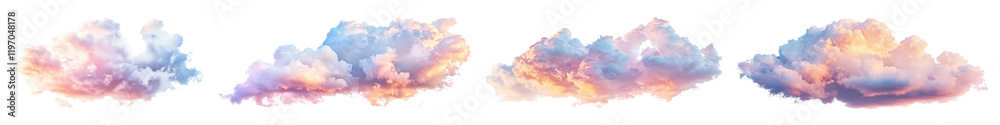 Fototapeta premium PNG Vibrant sunset clouds collection, element set on transparent background