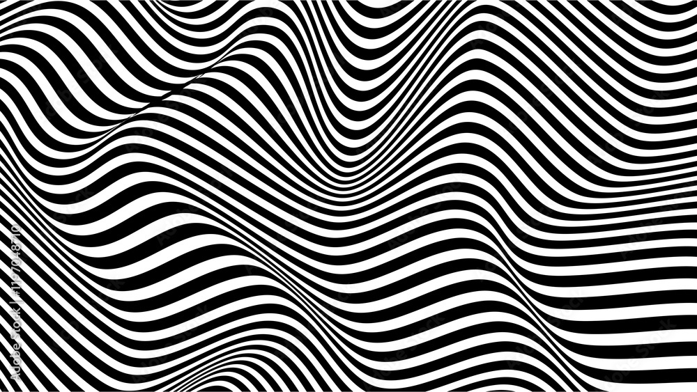 Abstract Black and White Optical Illusion Background with Wavy Striped Pattern
Abstract Black and White Optical Illusion Background with Wavy Striped Pattern