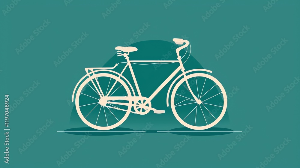 A simple silhouette of a bicycle on a teal background. A simple silhouette of a bicycle on a teal background.
