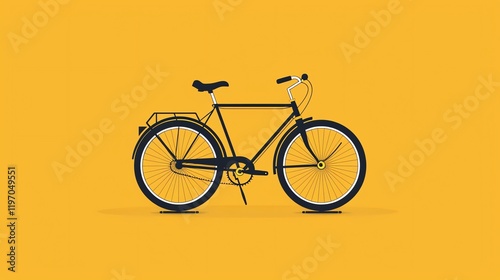 A simple, cartoon-style illustration of a bicycle on a yellow background.