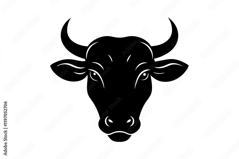 bull head silhouette vector illustration, Logo icon bull head silhouette vector illustration, Logo icon