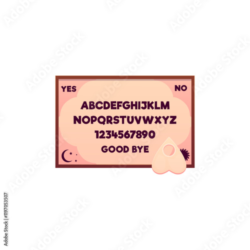 Vector illustration of a wooden Ouija board on an isolated background.