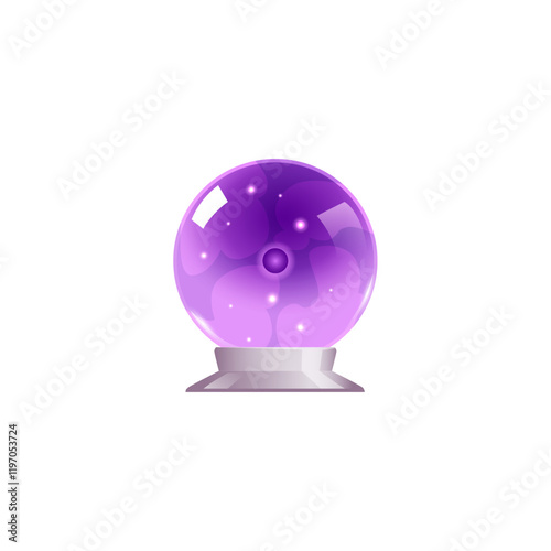 Vector element with a magic glass ball with light effects with lilac mist