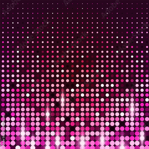 Halftone fade mosaic background, vector retro neon disco banner template.