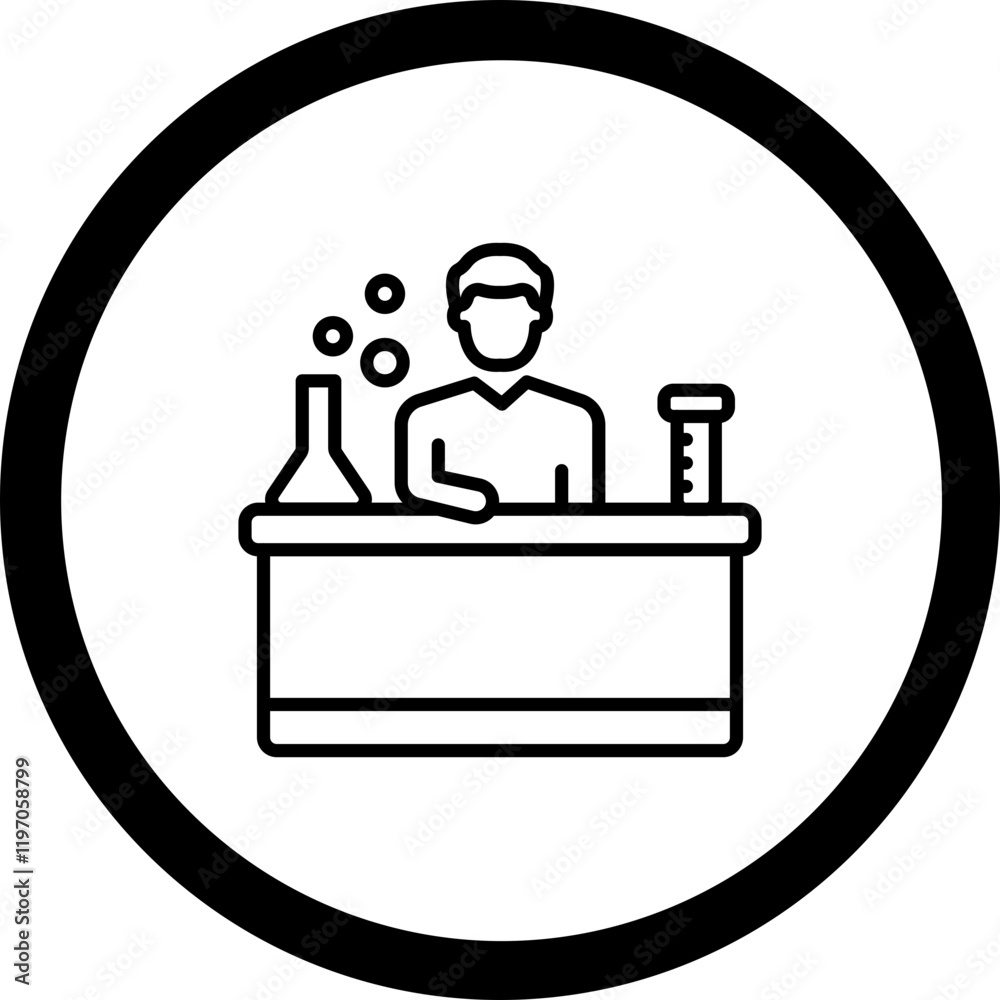 Chemist Working Vector Icon Design Chemist Working Vector Icon Design