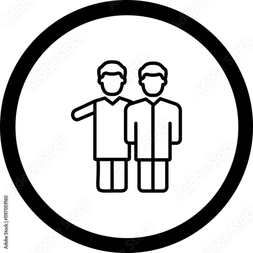 Man Two Friends Vector Icon Design