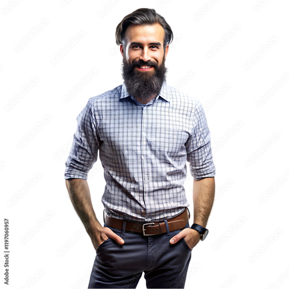 Happy Smiling Bearded Man Casual Shirt Studio Portrait guy male face hair model style Happy Smiling Bearded Man Casual Shirt Studio Portrait guy male face hair model style