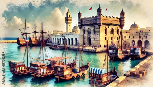 It is not a real place, but it looks very real , the downtown port on 1890