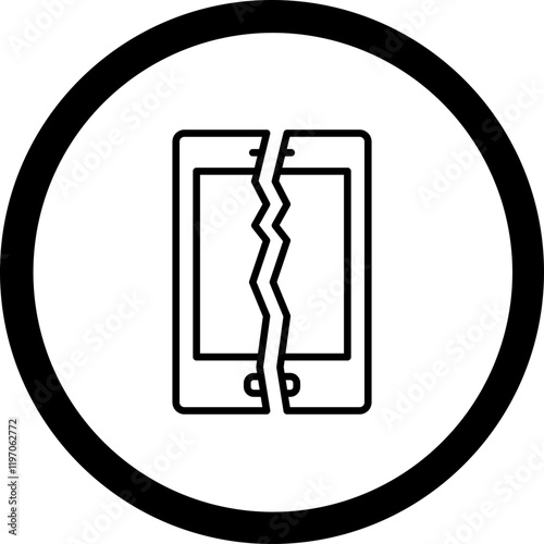 Broken Cell Phone Vector Icon Design