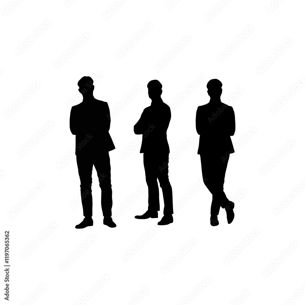 Silhouettes of Business Professionals in Stylish Standing Poses - PNG Silhouettes of Business Professionals in Stylish Standing Poses - PNG