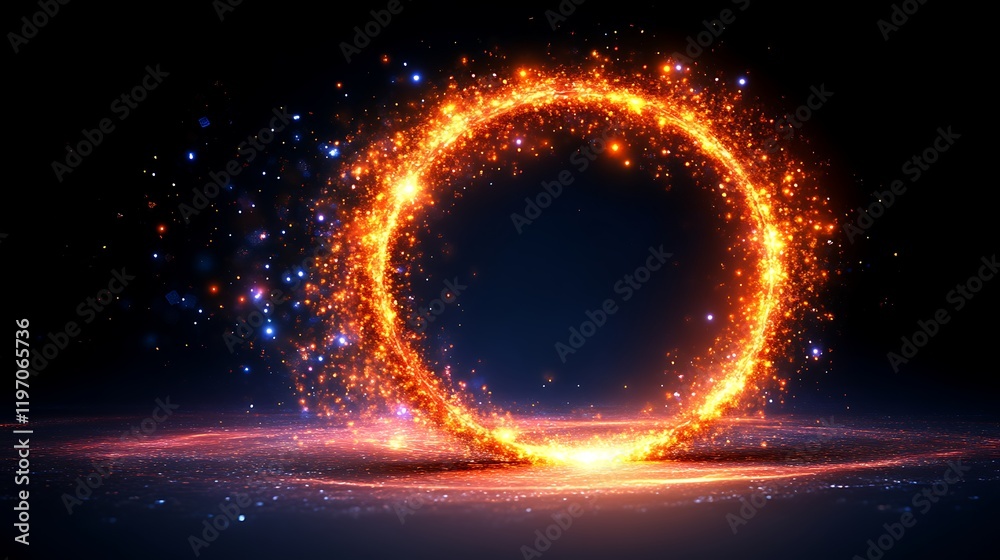 Obraz premium Fiery Sparkly Circle Abstract Light Design