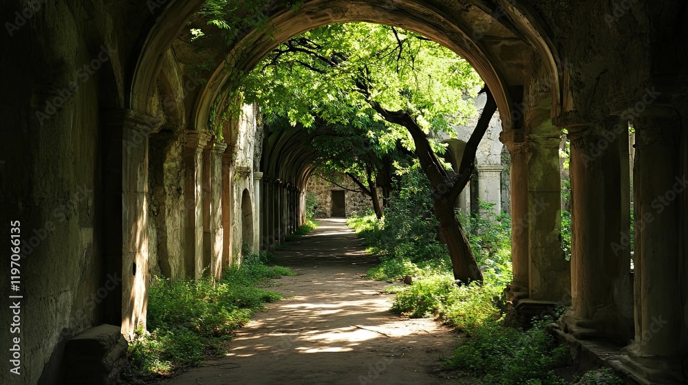 Obraz premium Abandoned monastery in the forest