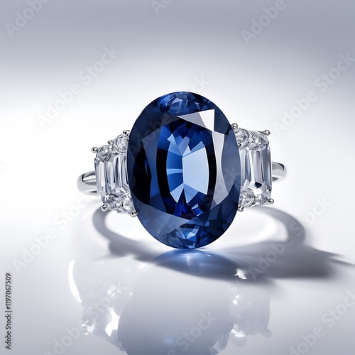 Oval Sapphire Engagement Ring with Diamond Accents