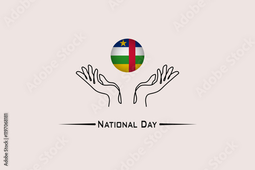 National events and holidays, Central African Republic National Day, Central African Republic flag illustration in the middle between two hands, abstract background, vector illustrator