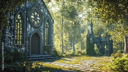 Abandoned monastery in the forest