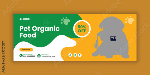Pet care Facebook cover banner design template or animal healthcare web banner