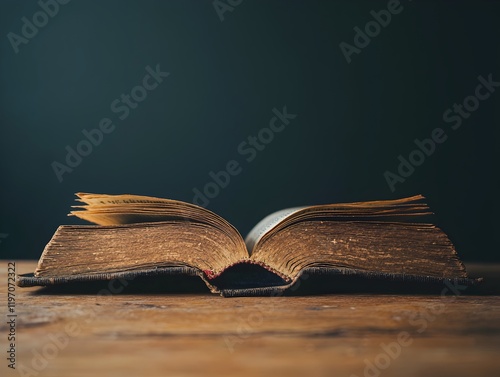 Photo of an Open Book with Pages Flipping photo