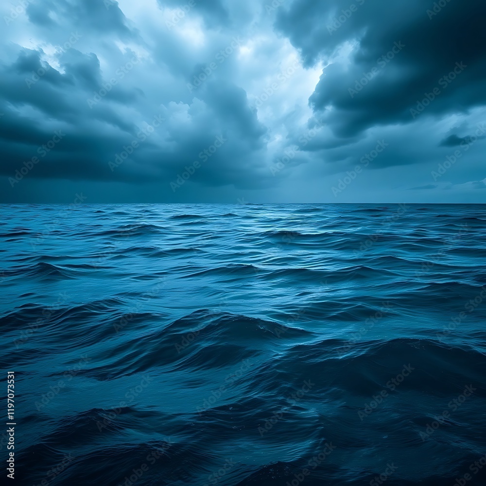 Obraz premium Dramatic ocean scene under stormy clouds.
