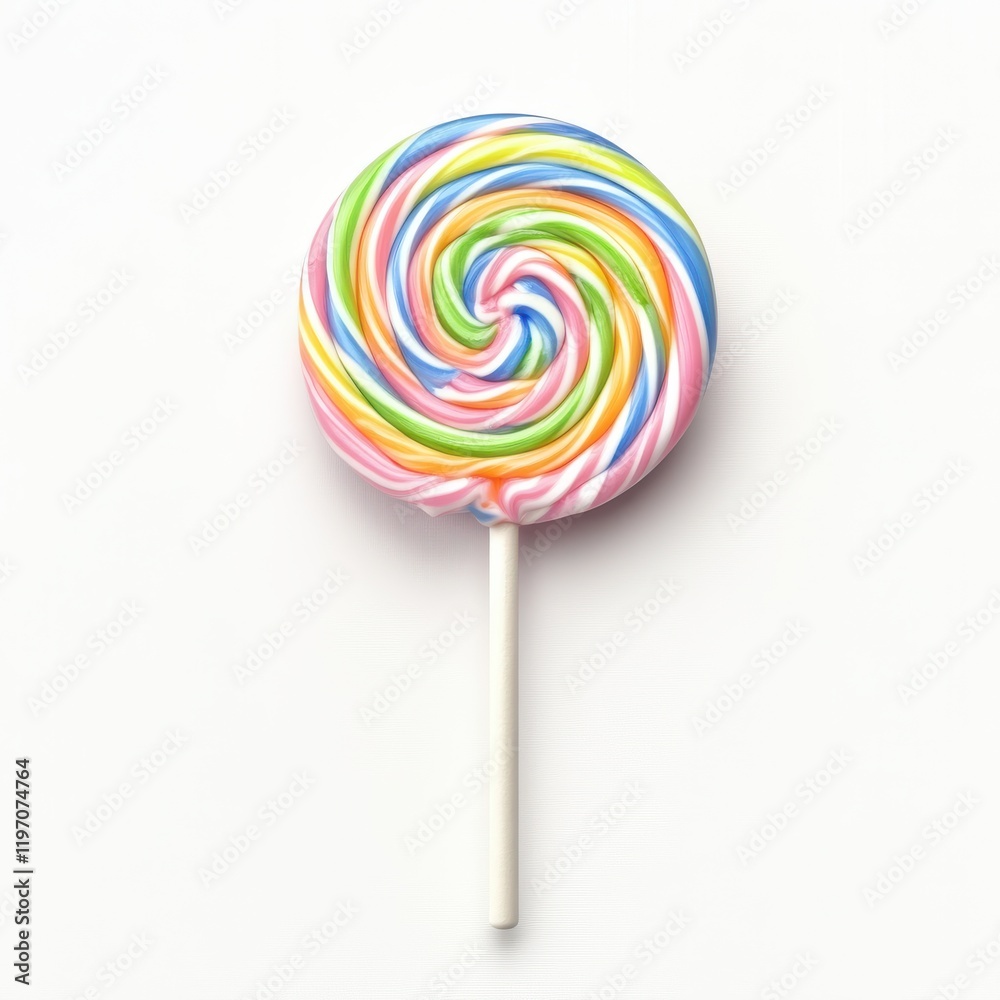 Colorful Swirl Lollipop Against a Clean White Background, Ideal for Sweet Treats and Candy-themed Projects, Eye-catching Dessert Photography Colorful Swirl Lollipop Against a Clean White Background, Ideal for Sweet Treats and Candy-themed Projects, Eye-catching Dessert Photography