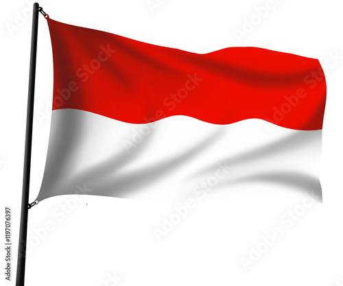 Indonesian 3d flag with pole