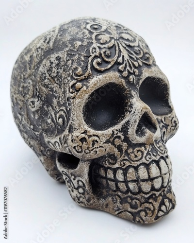 Ornate Decorated Skull Figurine Gothic Style Home Decor photo