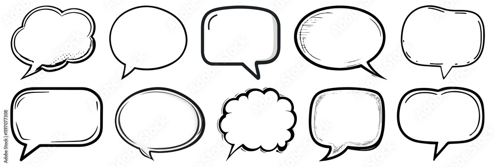 Fototapeta premium PNG Comic speech bubble collection, element set on transparent background