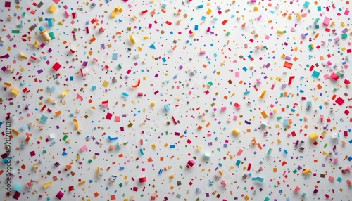 Colorful Confetti Scattered on a White Background