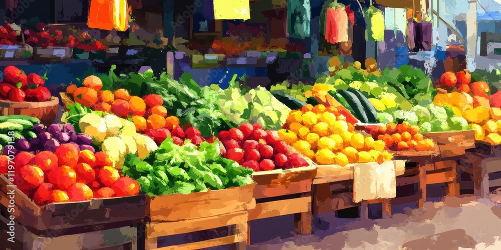 Fresh produce in farmers market, blending unique shapes andAlighting Fresh produce in farmers market, blending unique shapes andAlighting