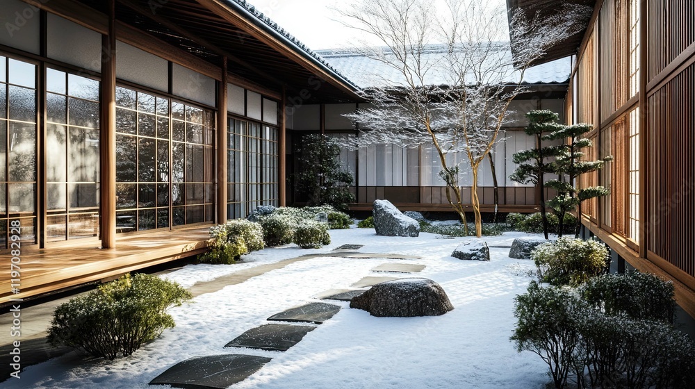 Fototapeta premium Japanese courtyard in the snow 