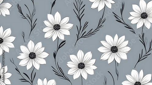 Beautiful elegant flowers smooth patterned designs for textile and fabrics design.