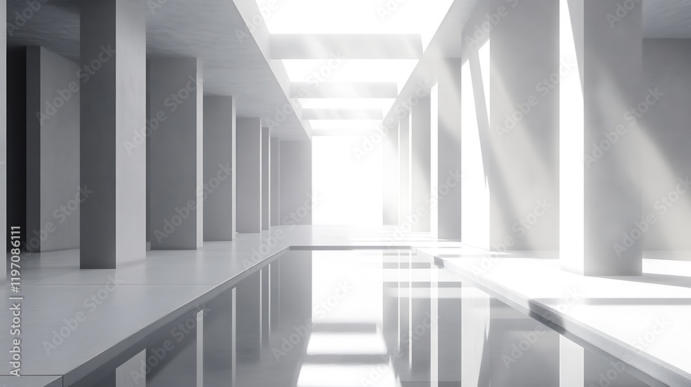 Obraz premium Clean architectural interiors with a perfect balance of materials and light