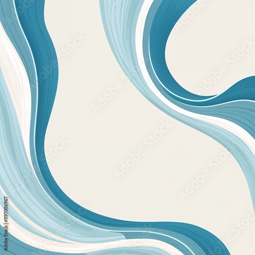 Soft pastel blue and white waves curving along the edges for a serene border background